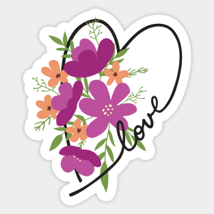 Floral Heart Love Letters for Flower Lovers Sticker